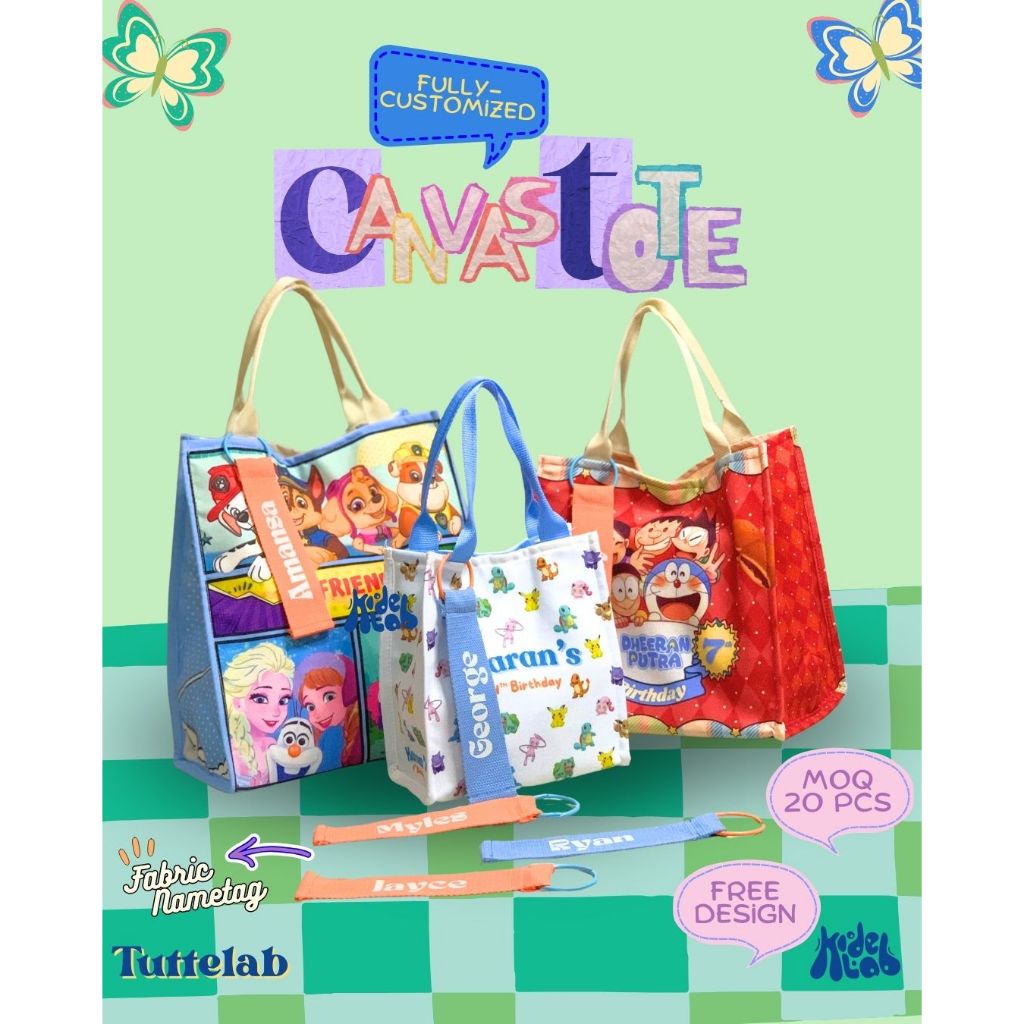 

Tuttelab full Custom Canvas Totebag Souvenir Anak Ulang Tahun & Acaranya - Kidelab Totebag Kanvas Full Print, Nama Custom, Goodie Bag, Souvenir Sekolah, Acara Perpisahan, dan Kegiatan Anak