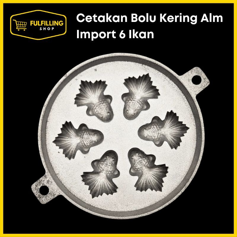 CETAKAN BOLU KERING/ KUE CUBIT ALUMINIUM KW1 IMPORT 6 IKAN