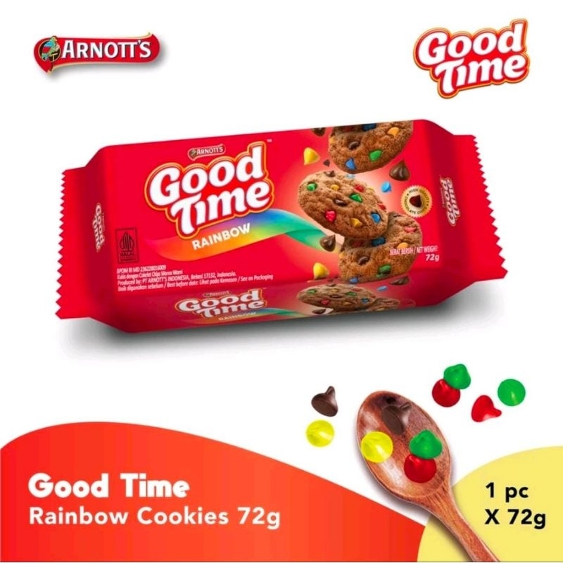 

• GOOD TIME RAINBOW CHOCOCHIPS COOKIES 72 GRAM •