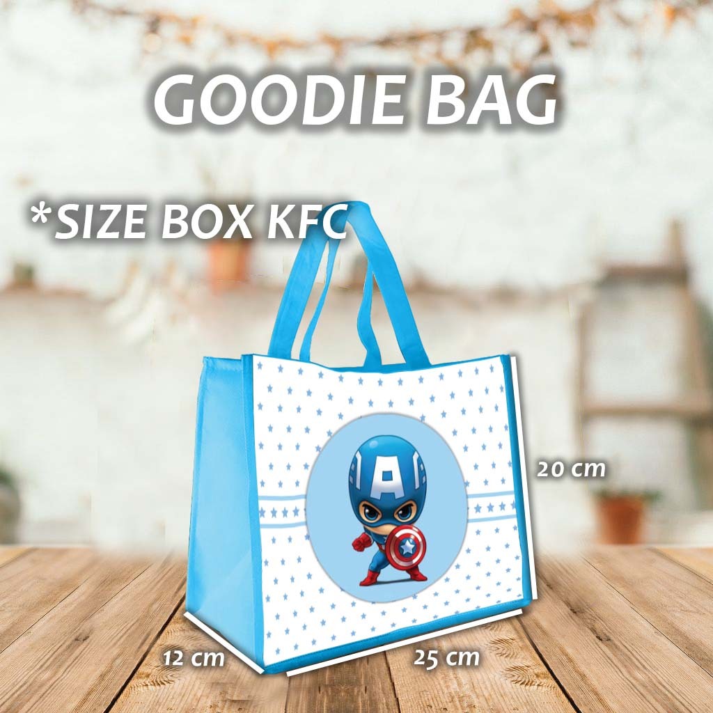 

Tas Ultah motif CAPTAIN AMERICA Goodie Bag Souvenir Ulang Tahun Aqiqah Nama Foto Kartun Anak Lucu kode # 03