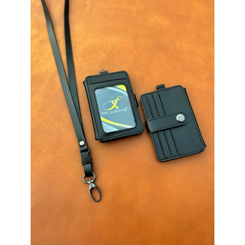 

Lanyard ID Card Kulit Pria Wanita Dompet Kartu Kulit Asli