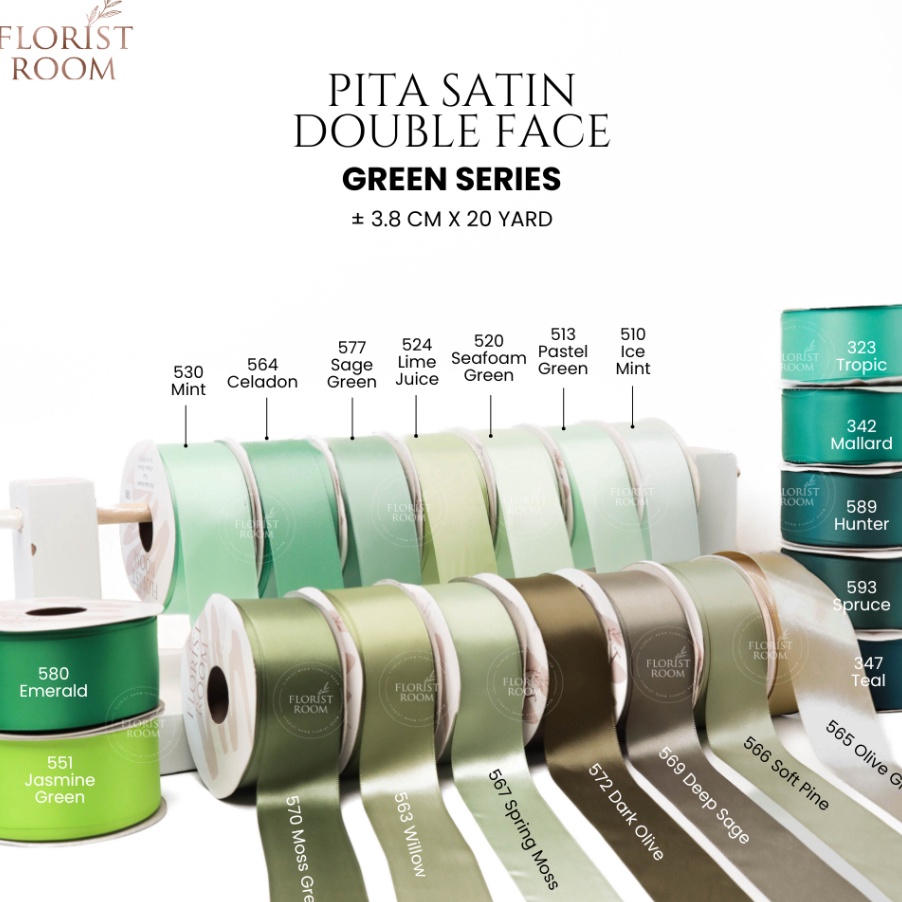 

CUCIGUDANG Pita Satin Double Face 38cm x 2yard Green Series