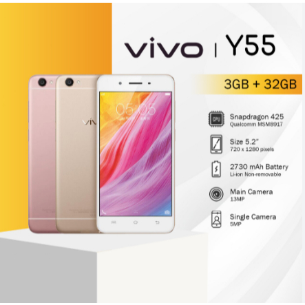 VIVO Y55 3/32GB Garansi 1 Tahun | Hp Baru Harga Murah Ori