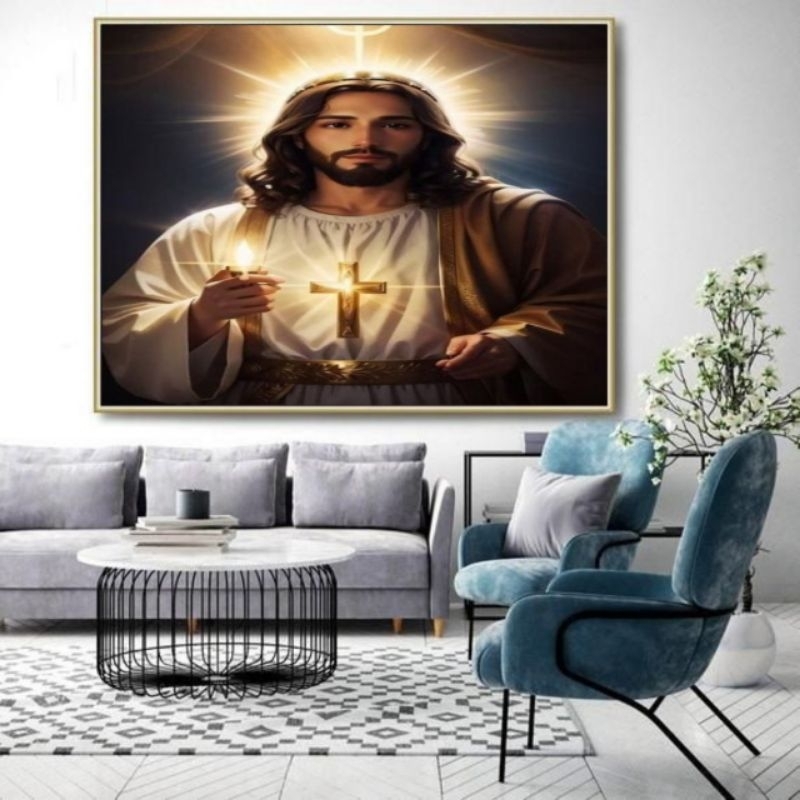 hiasan dinding,TUHAN YESUS KRITUS,ukuran jumbo 70×100 cm dan 150×100 cm,poster cetak,lukisan cetak,t