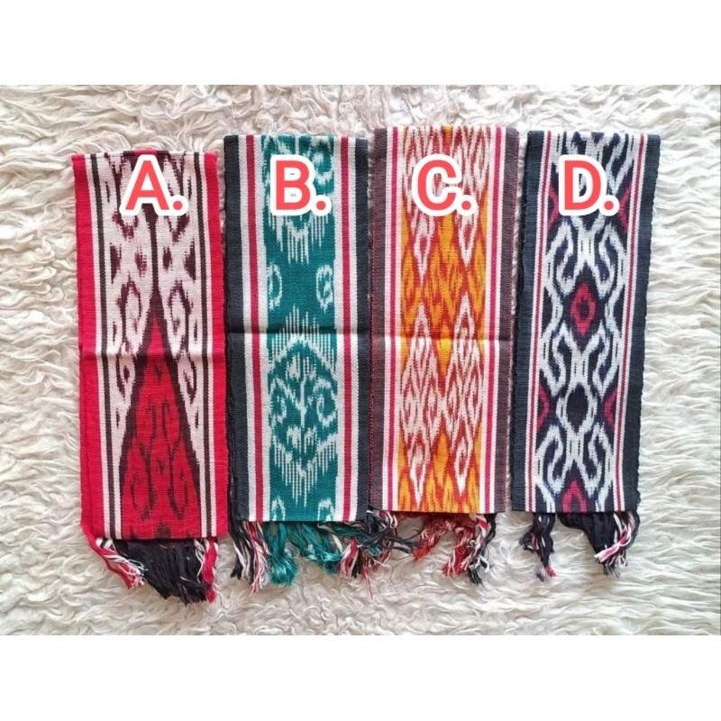 Syal Tenun / Scarf Tenun Ethnic Lebar 12cm Motif Dayak, Sintang, Toraja, Kalimantan, Sumba Nusantara
