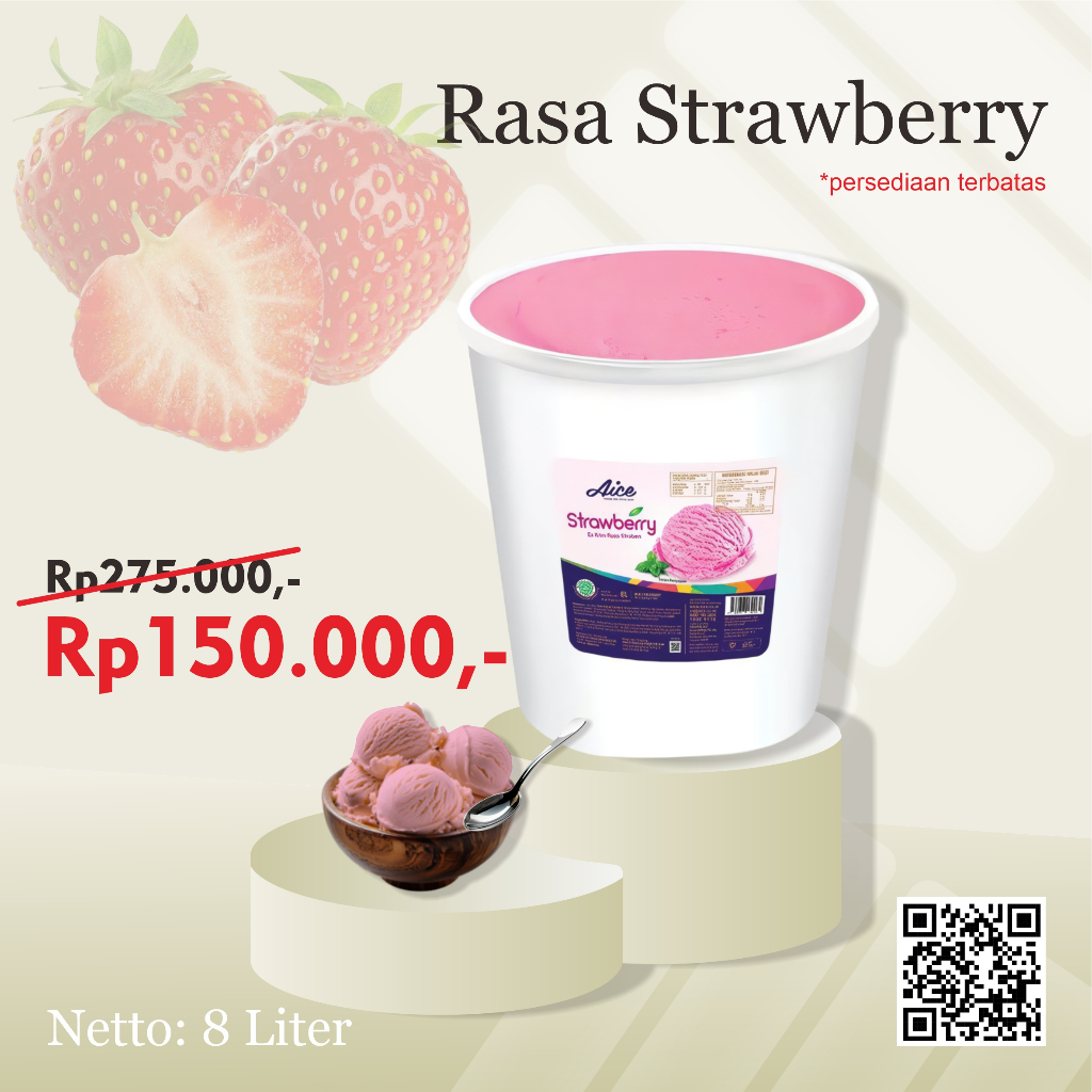 

Aice Cream Rasa Strawberry 8 Liter