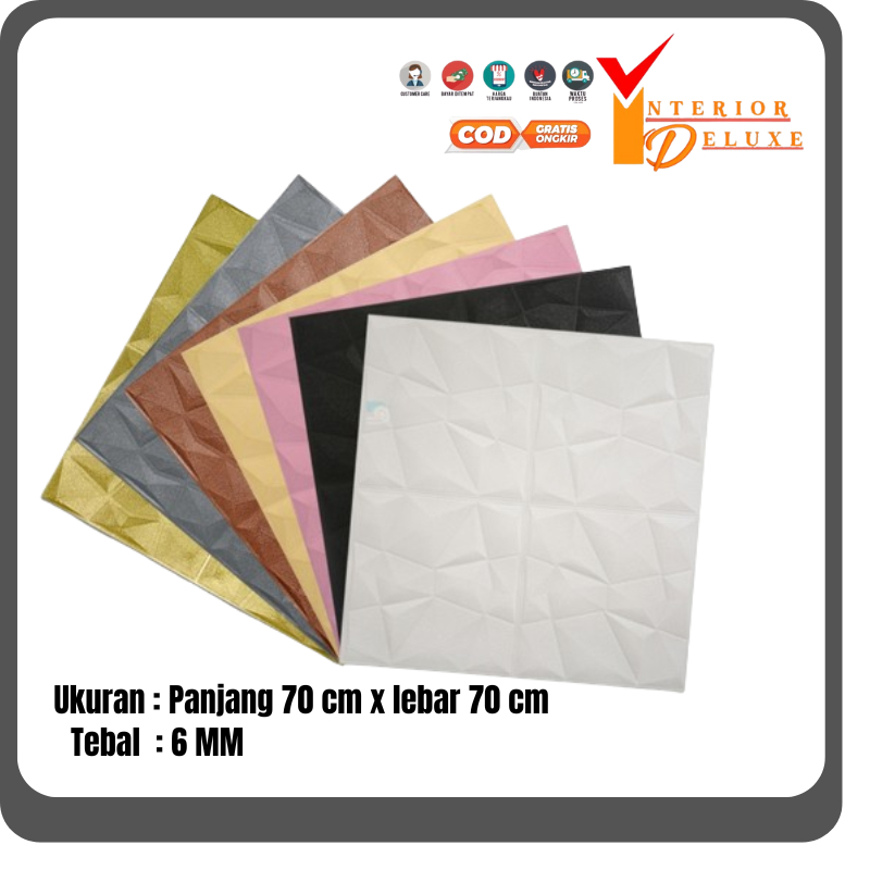 Wallpaper Dinding Sticker WallFoam 3D  Ruang Tamu Batik Panel Diamond Triangle Dinding Sticker [COD]