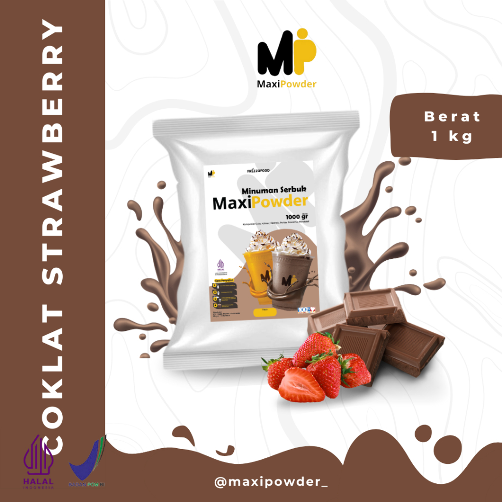 

Bubuk Minuman Rasa Coklat Strawberry 1kg / Minuman Kekinian Coklat Strawberry Termurah / MaxiPowder