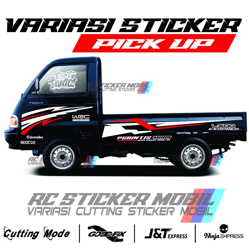 Stiker mobil pickup t120ss sticker list body samping mobil pickup t120ss L300 carry granmax stiker m
