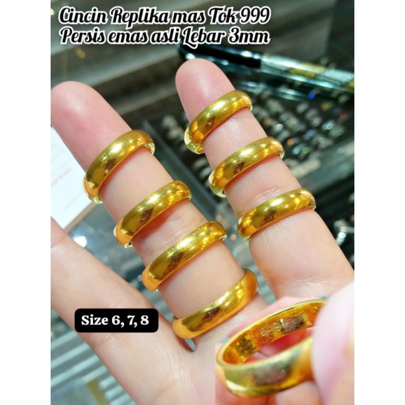 cincin polos lapis emas tok 999 persis emas asli