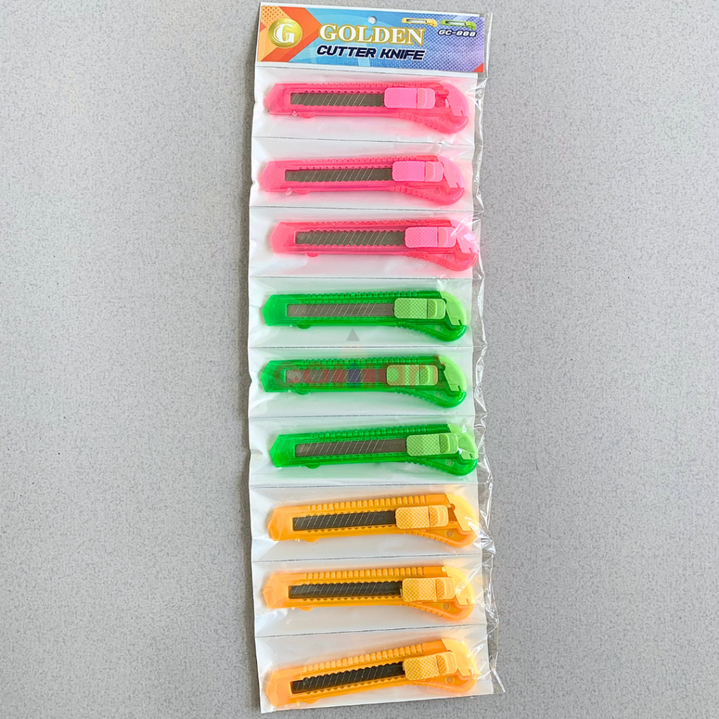 

12 Pcs Golden Cutter Knife GC-888 - Cutter Besar Renteng 1 Lusin