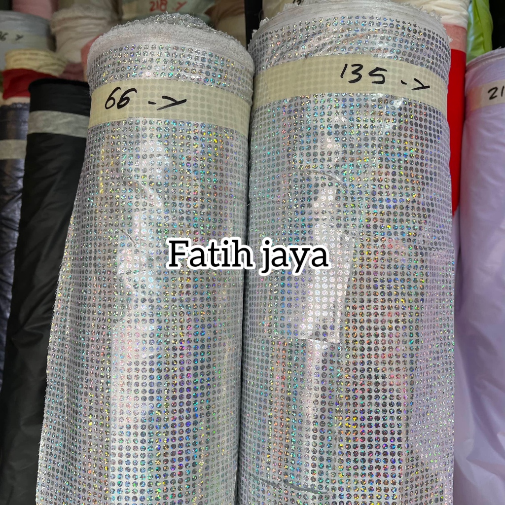 Hologram Silver motif polkadot kain Taslan tebal biasa buat tas jaket. Fatih Jaya official