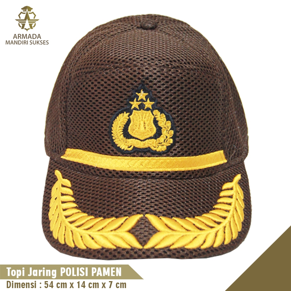 Topi Jaring Polisi Pamen Cokelat - Topi Polisi Pamen