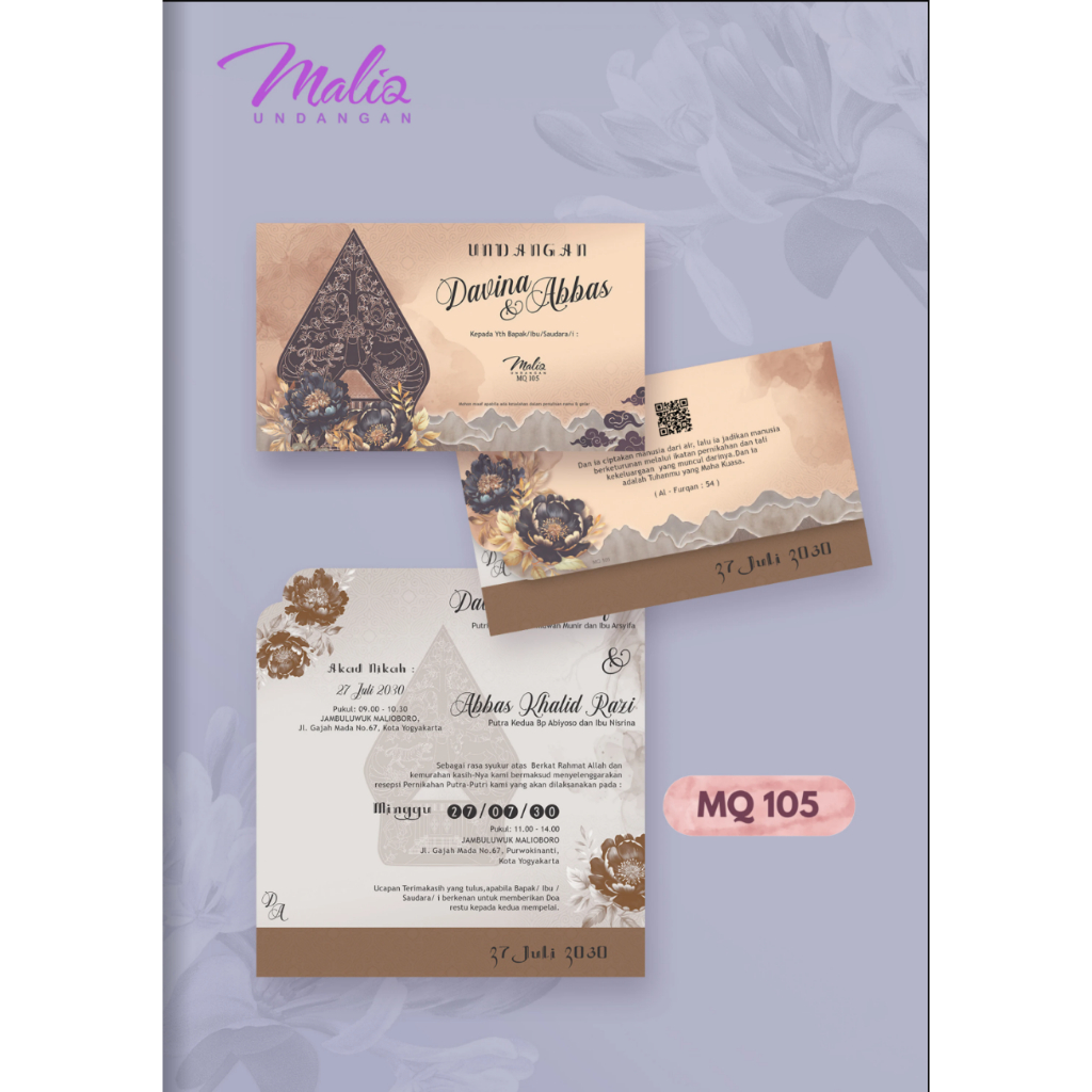 Undangan Nikah Motif Wayang Jawa | Undangan simpel murah