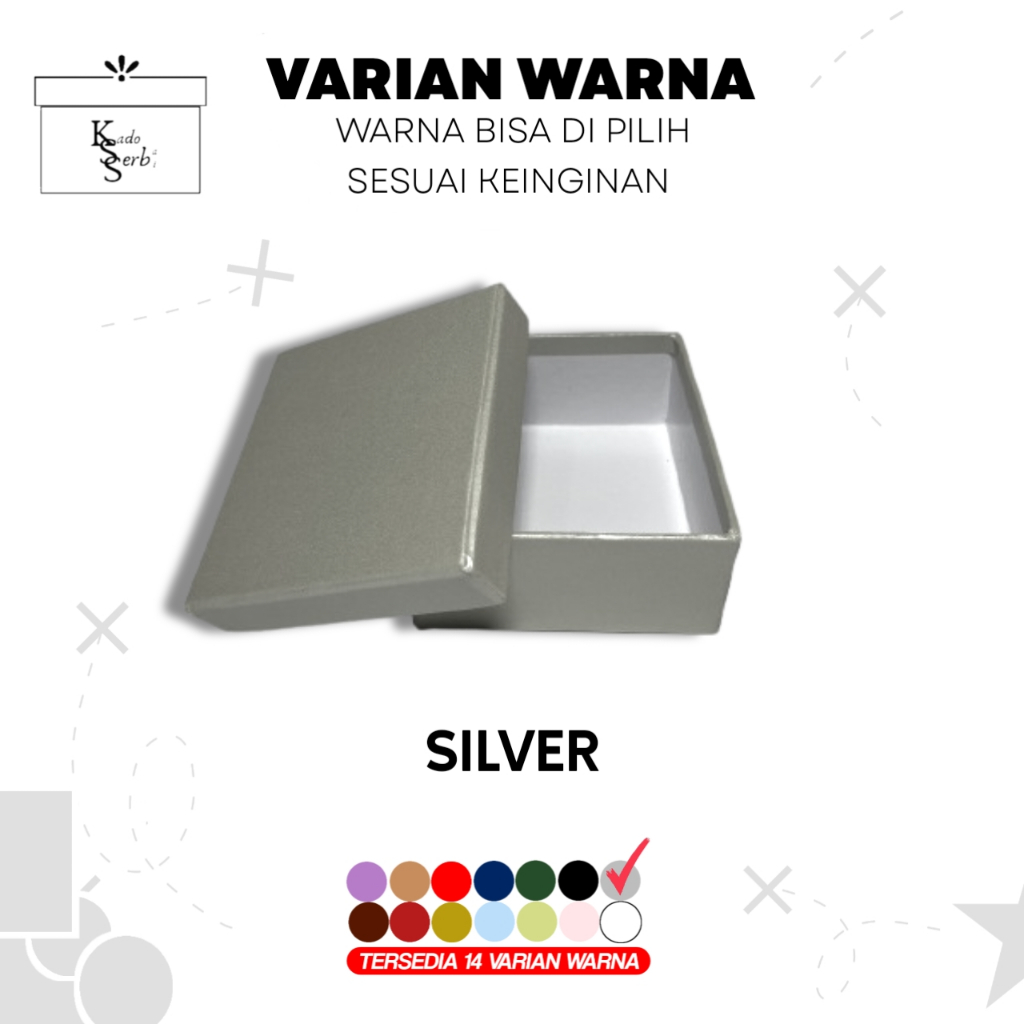 

Hardbox Uk. 31 x 20 x 11 cm cover luar dalam Silver + Hotprint Warna silver I Kotak Kado I Giftbox I HamperS