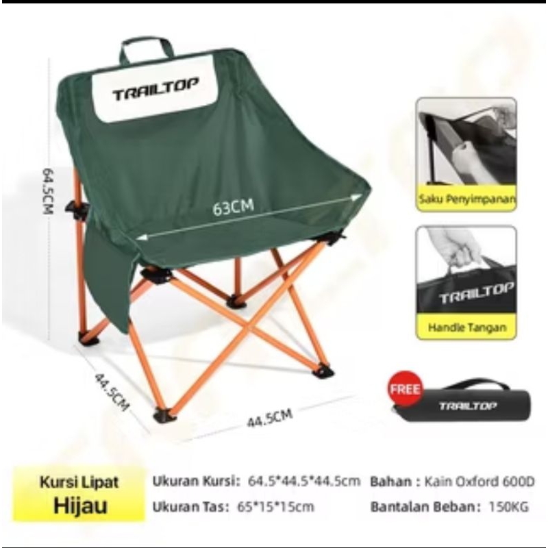 Trailtop Kursi lipat Outdoor kursi santai kain oxford /kursi camping/kursi lipat portabel