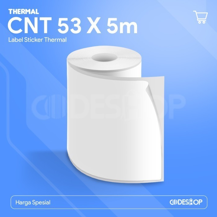 

Label Stiker Barcode Thermal Continuos 53 x 5 Meter 1 Line Tanpa Core