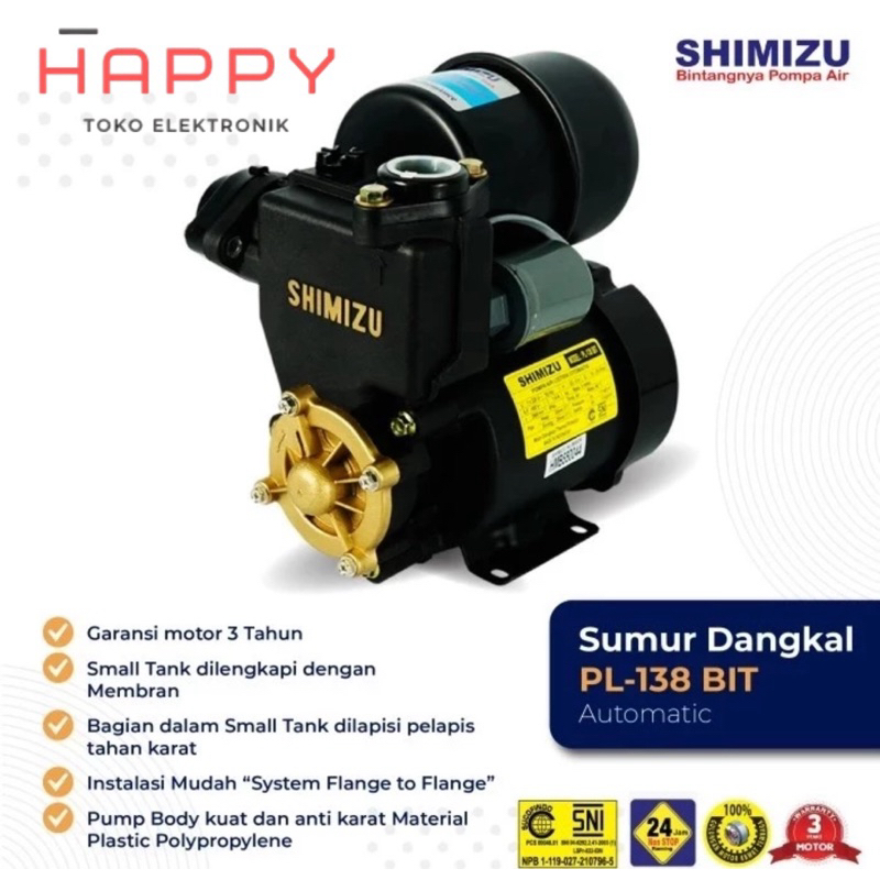 Shimizu Water Pump PL-138 BIT Shimizu Pompa Air PL 138 BIT PL138