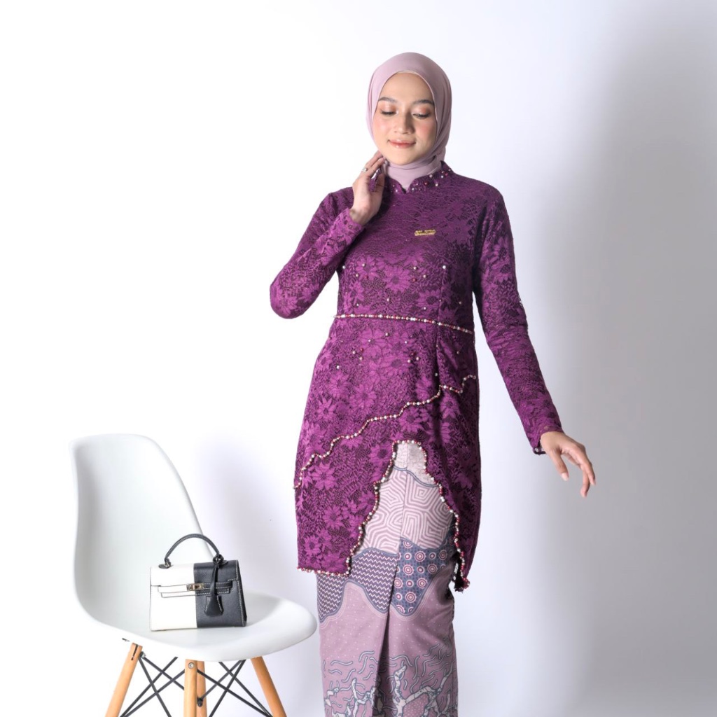 NLKM BATIK Couple Set Kebaya modern bernadya kutu baru jumbo burgundy