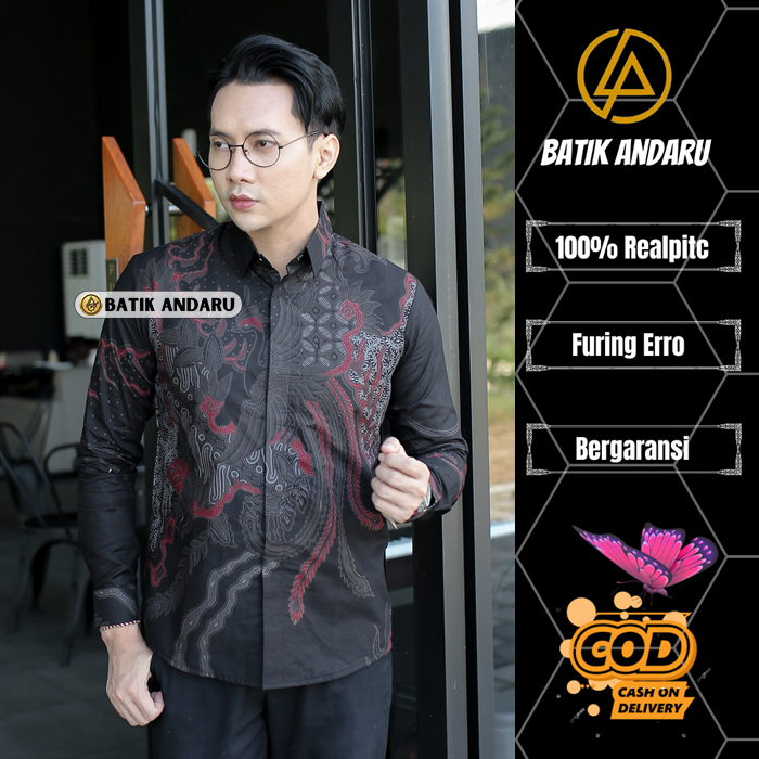 Batik Andaru Motif Raditya Baju Batik Pria Slim Fit Lengan Panjang Modern Elegant Baju Heem Katun Pr