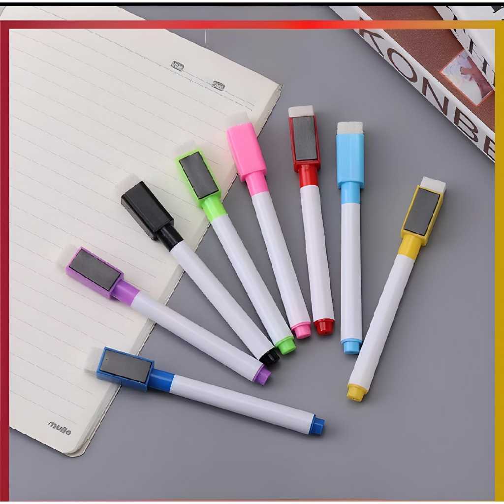 

KIDDAILY Spidol Mini Magnet Papan Tulis White Board Dengan Penghapus / Sepidol Warna Warni Wipe And Clean Kecil