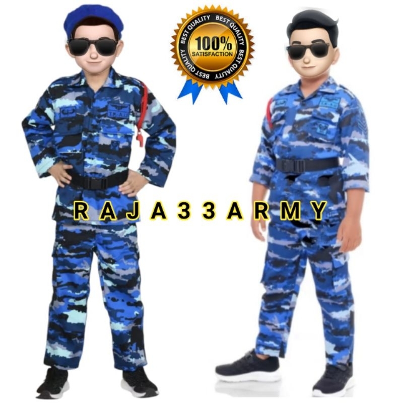 Ready Seragam PDL Loreng AU / PDL loreng AU Anak / Angkatan Udara / Baju Karnaval AU Anak / KOSTUM L