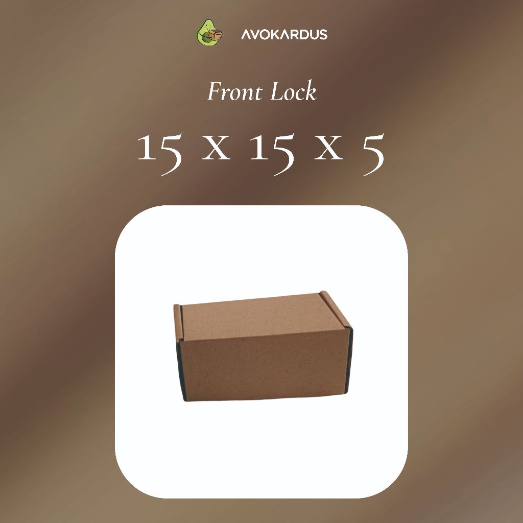 

Kardus Corrugated Die Cut 15x15x5 Front Lock Kotak Dus Pizza Coklat Putih Kraft