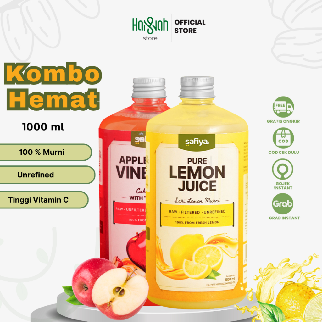 

[Paket Hemat Detox] Safiya Cuka Apel Sari Lemon 500 ml With Mother Cider Vineger