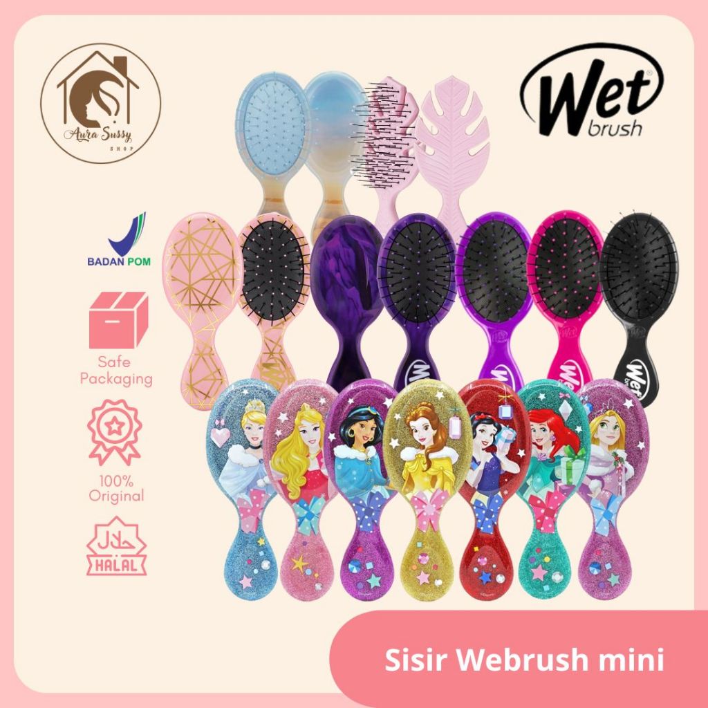 ASS || Sisir WetBrush Mini Disney princes / Wet brush sisir Anti Rontok /Wet Brush Cinderella sisir 