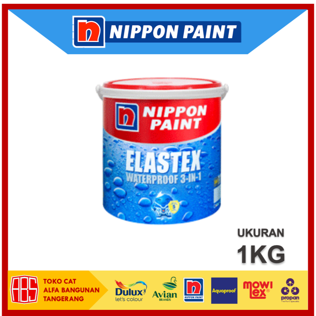 Cat Nippon Paint Elastex - 1KG - Cat Tembok Waterproof 3-IN-1