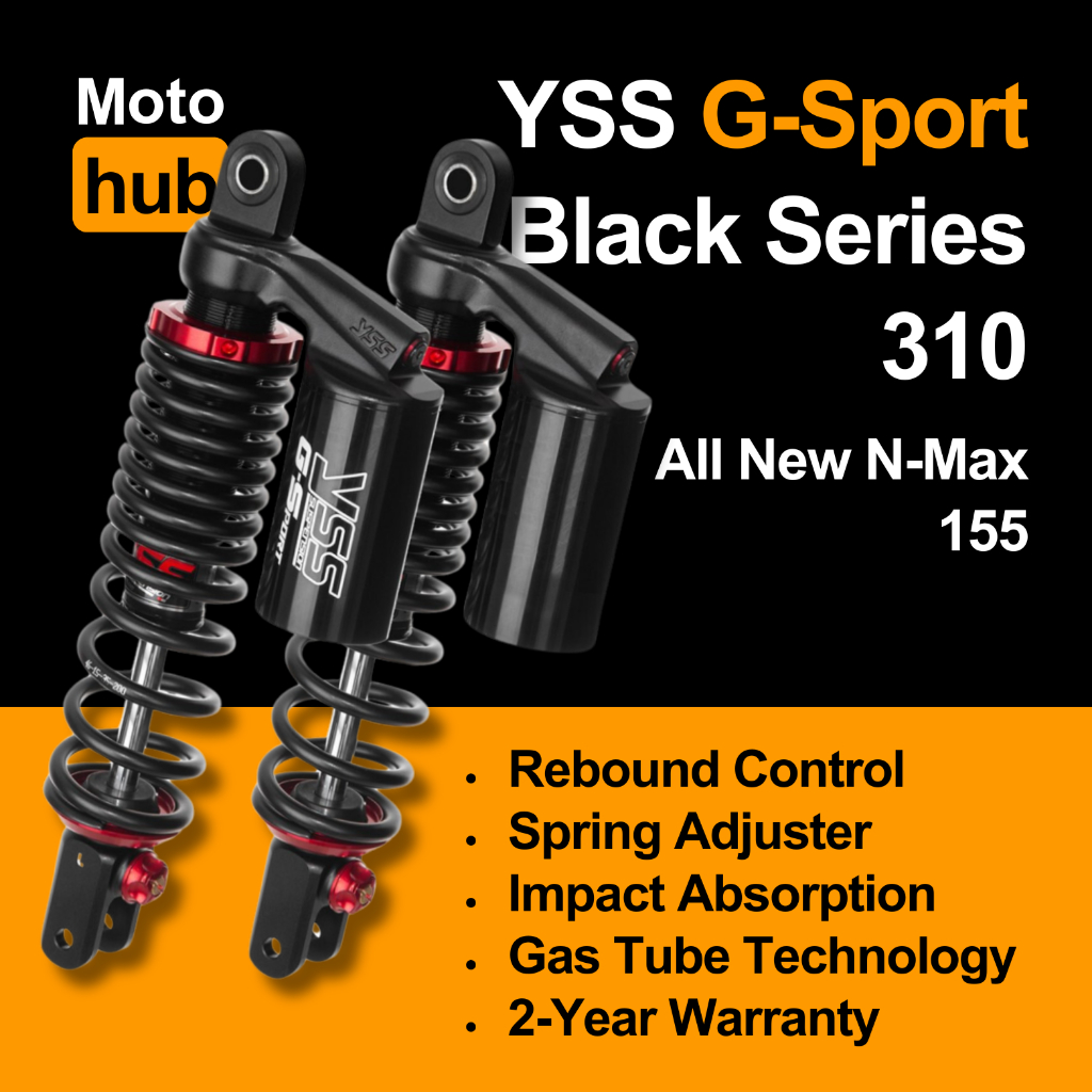 SHOK SHOCK SHOCKBREAKER YSS NMAX 155 G SPORT SMOOTH BLACK EDITION 365MM SHOCKBREAKER ORI