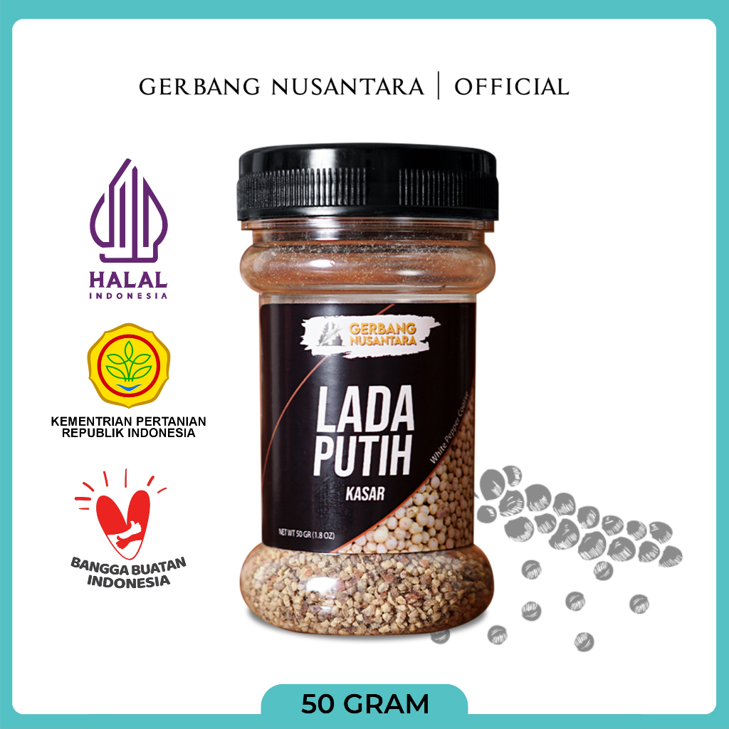 

Gerbang Nusantara - Lada Merica Putih Kasar Bubuk Bumbu Masak Dapur Rempah 50gr