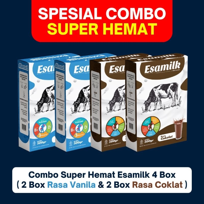 

Promo Paket Hemat isi 4 - Esamilk Vanilla 500gr - Susu Lezat untuk Menambah Berat Badan, Original Produk, Best Seller