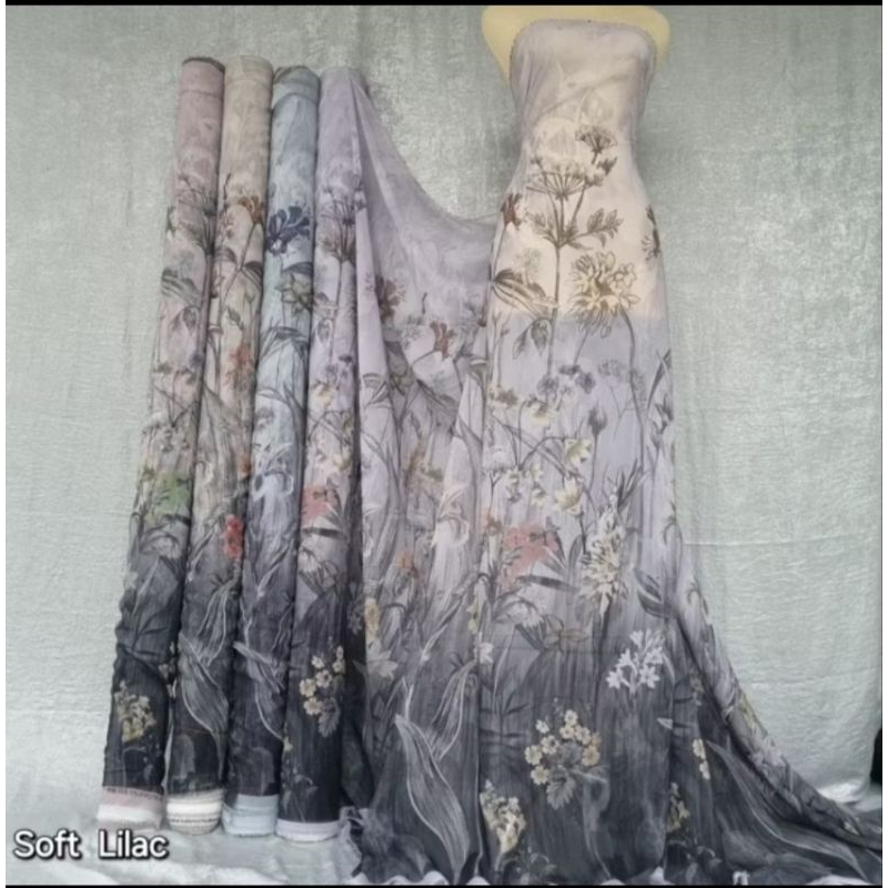 Kain silk print motif/ kain sifon print meteran