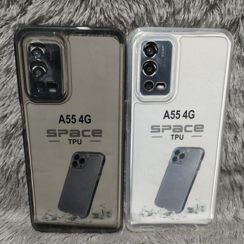 SoftCase Casing OPPO A55 4G  Silikon Casing Bening Transparan TPU SPACE Pelindung Belakang HP+Camera