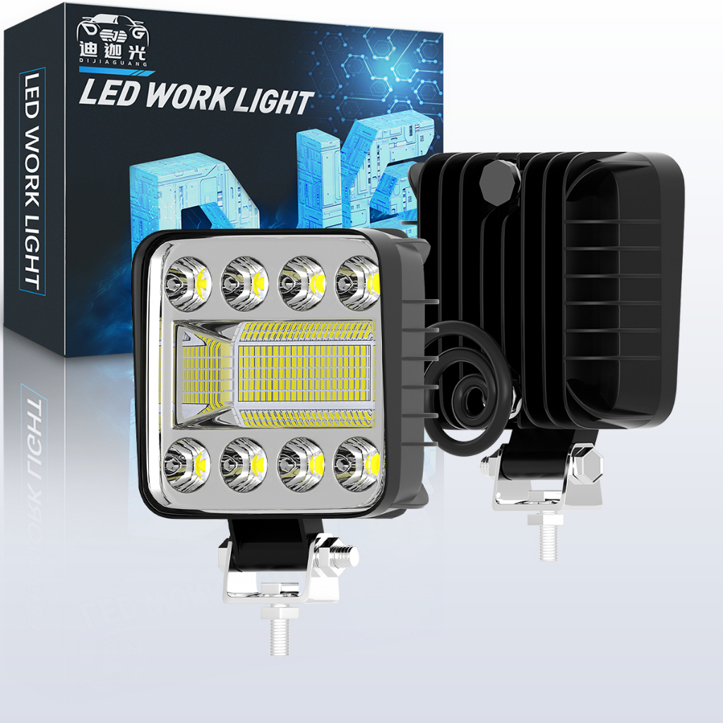 original DXZ 1PCS Lampu Sorot Tembak Mobil LED Floodlight IP67 Cool White 128W 303LED Untuk Jeep ATV