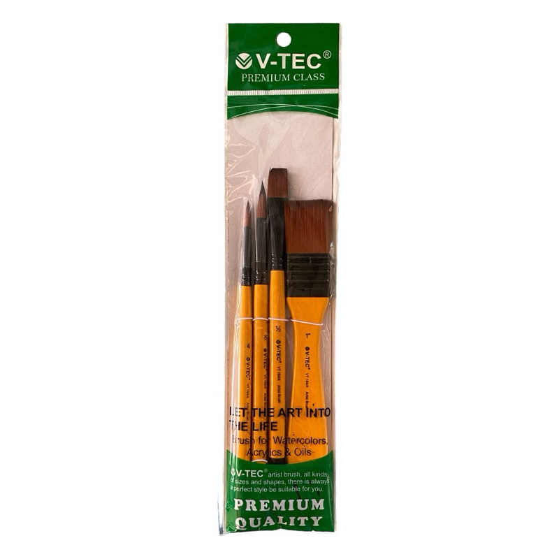 

KUAS LUKIS V-TEC SET ISI 4 pcs A.184 / ARTIST BRUSHES / ALAT LUKIS.