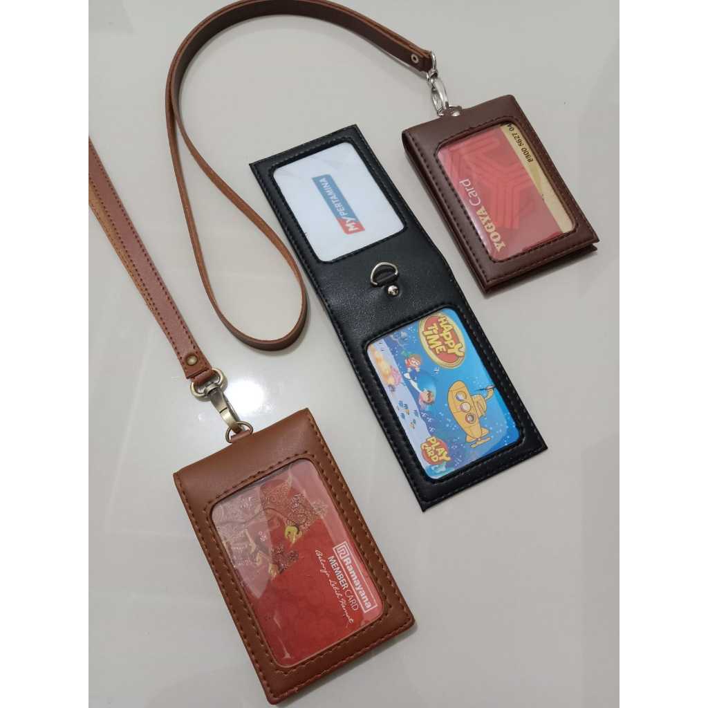 

Name Tag.Kulit.dua.Muka.Nametag.magnet.Id.Card.Holder.koper.plus.tali.gantu