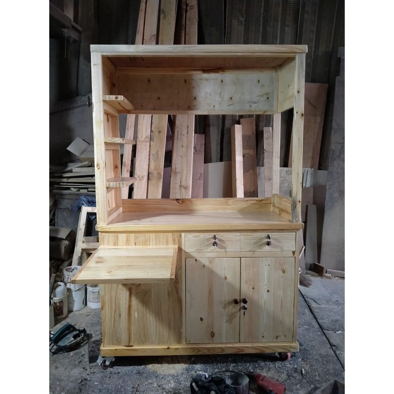 Gerobak booth kayu jati belanda