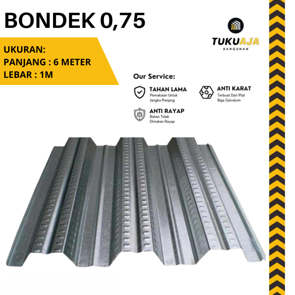 Bondek Floordeck 0,75 Bondeck Bondex Cor Bondek 6 Meter (Harga Per 1M - Min Order 6M)