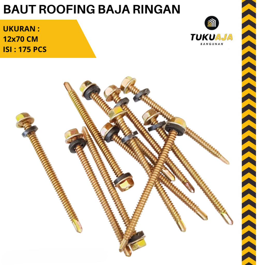 Baut Roofing Drilling 12x70 - Sekrup Baja Ringan Sekrup Roofing Screw Sds 175 Pcs - Skrup Wilson