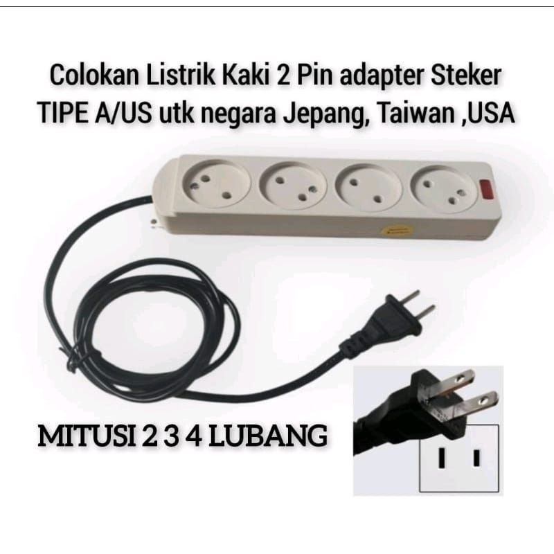 Colokan Listrik 2 Kaki 2 Travel Adaptor Colokan over steker JEPANG, TAIWAN Amerika Canada dan USA Ad