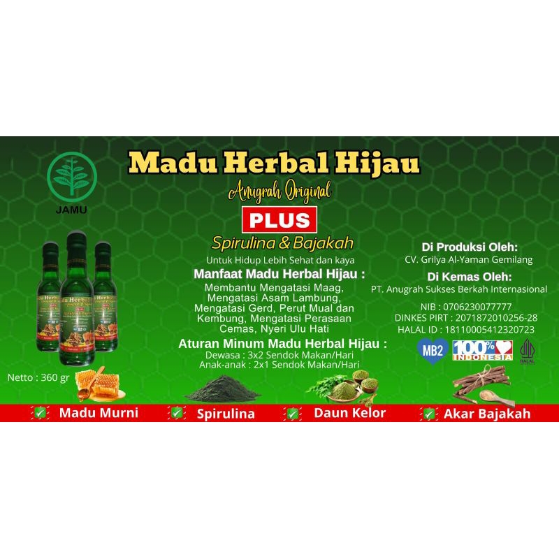 

MADU HERBAL HIJAU ( magh, asam lambung,mual, kembung, nyeri ulu hati)