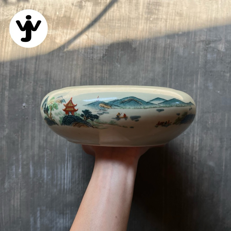 Tempat Bakar Dupa Cina China Keramik 9 Inch Antik Vintage Jadul