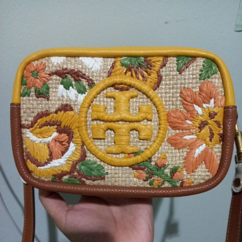 TB Perry Bombe Embroidered Straw Mini Bag