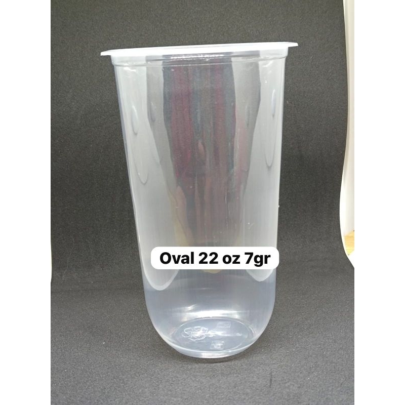 GELAS PLASTIK 16 oz /  22oz OVAL GELAS MINUM POP ICE GELAS BOBA ISI 50PCS