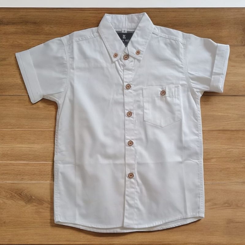 Promo ~ Kemeja putih polos anak anak ~ kemeja lengan pendek hitam anak laki laki ~ kemeja polos dist