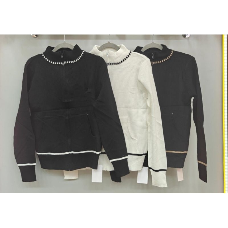 Cardigan Rajut Zipper Turtle Neck Import Premium / Baju Rajut Wanita Korean style