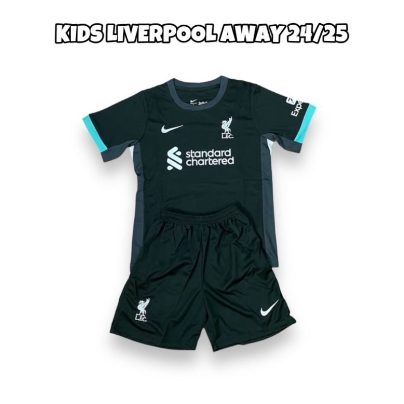Setelan Bola Anak Liverpool Away Kids 2024 2025 Baju Futsal Anak Import