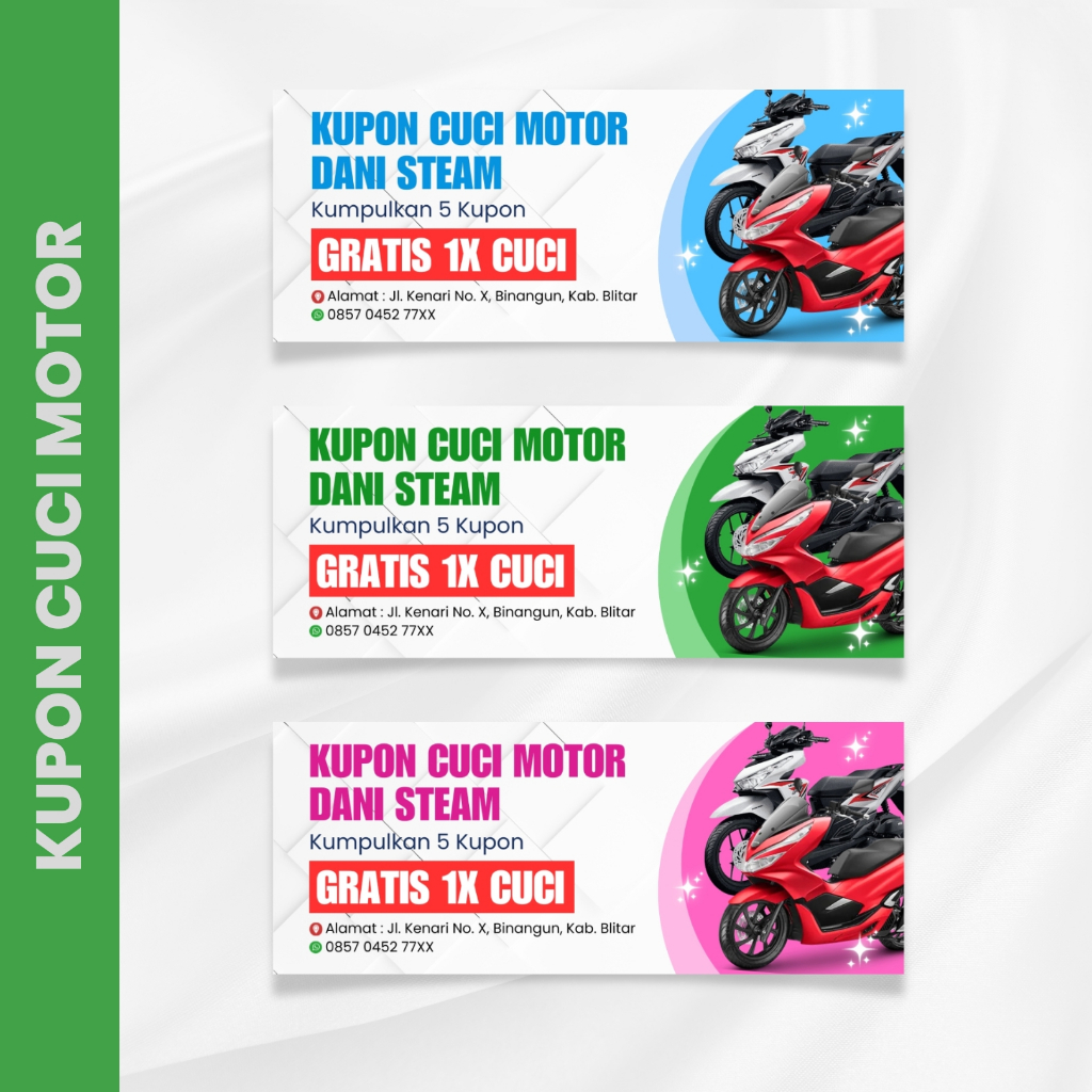 

(ISI 200 PCS) KARTU KUPON CUCI MOTOR